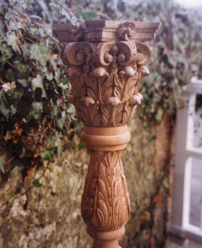 Carved wooden column